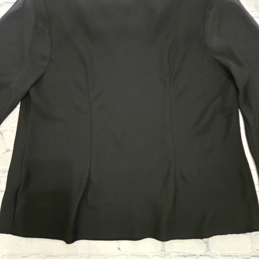 S.L. fashions Women's Black Scoop Blouse Chiffon sleeves and shoulder pads - Picture 9 of 10